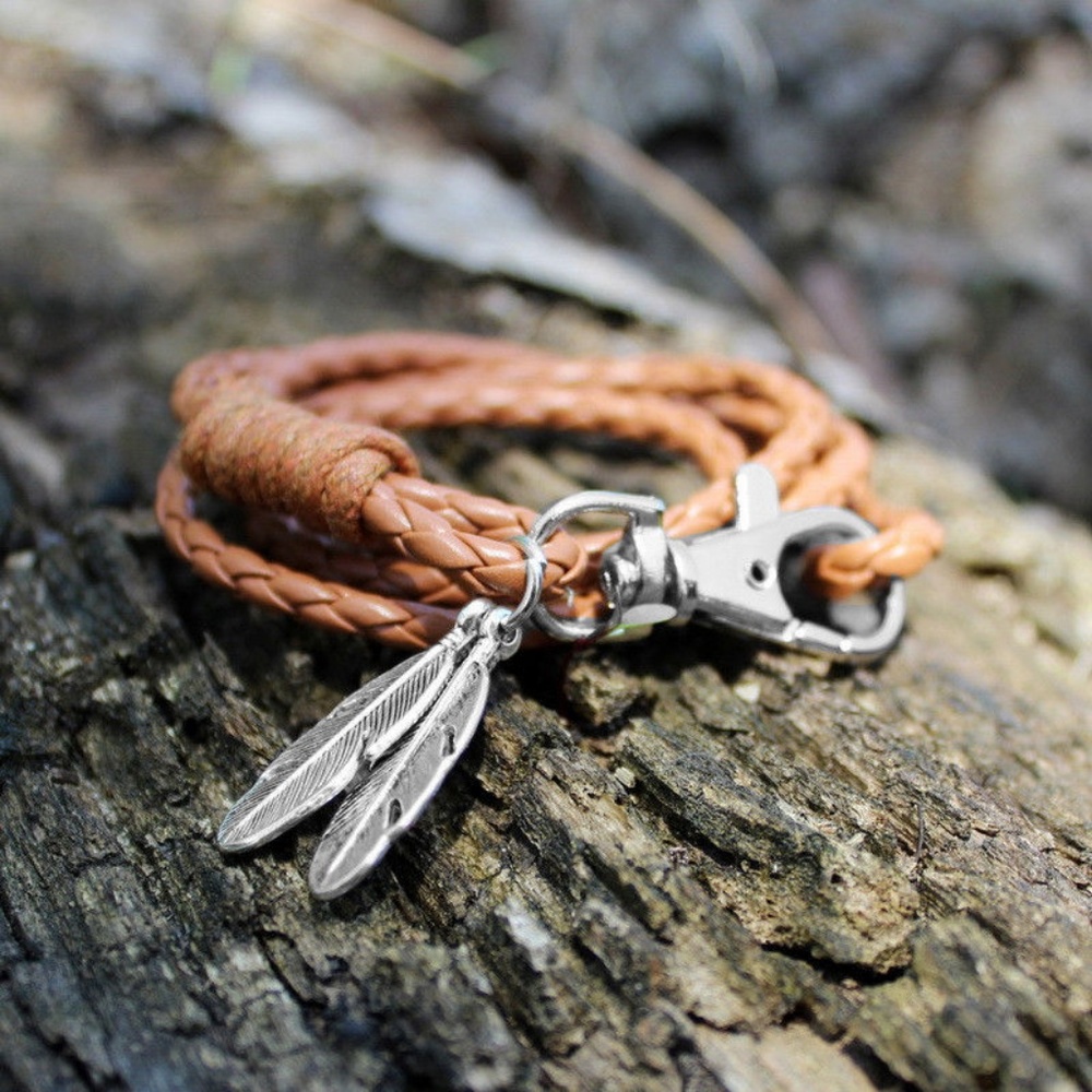 Leather Wrap Braided Wristband Bracelet Bangle - Picture 2 of 4